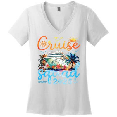 Cruise Squad 2025 Family Group Matching Cruising Vacation Women's V-Neck T-Shirt