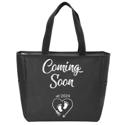 Coming Soon 2024 Pregnancy Announcement Mothers Day Mom Zip Tote Bag