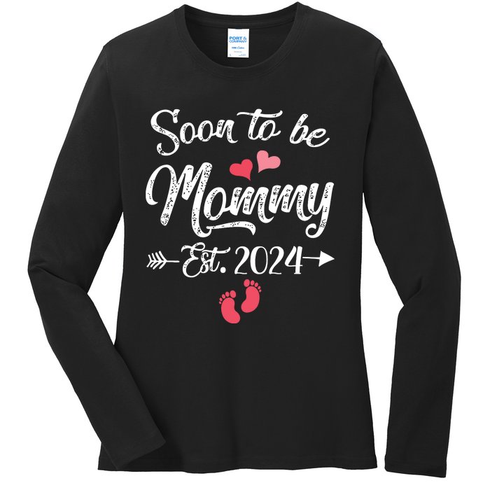 Coming Soon 2024 Soon To Be Mommy 2024 Ladies Long Sleeve Shirt