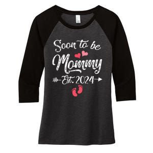 Coming Soon 2024 Soon To Be Mommy 2024 Women's Tri-Blend 3/4-Sleeve Raglan Shirt