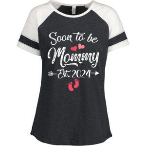 Coming Soon 2024 Soon To Be Mommy 2024 Enza Ladies Jersey Colorblock Tee