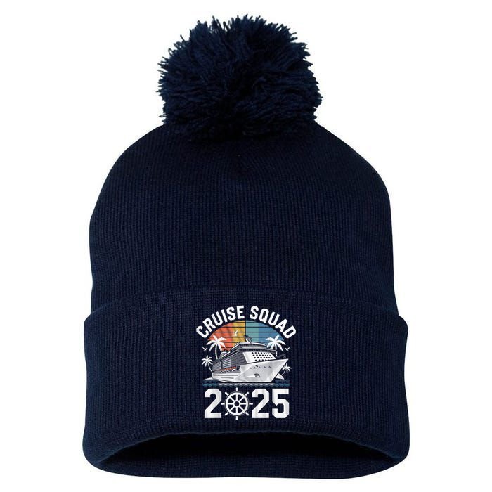 Cruise Squad 2025 Family Vacation Matching Cruiser Pom Pom 12in Knit Beanie