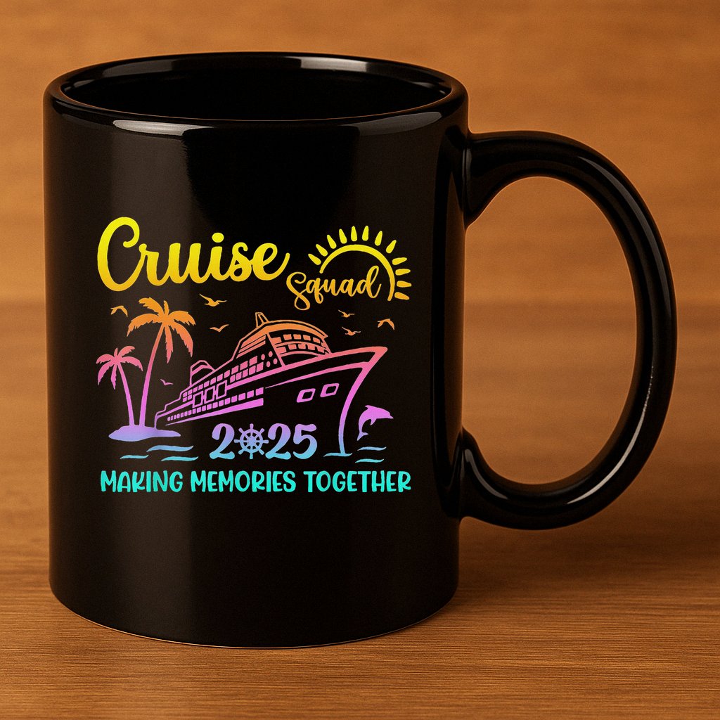 Cruise Squad 2025 Family Friends Vacation Matching Group 11oz C Handle Ceramic Mug