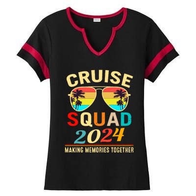 Cruise Squad 2024 Making Memories Together Summer Vacation Ladies Halftime Notch Neck Tee