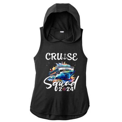 Cruise Squad 2024 Matching Family Cruise Trip Ladies PosiCharge Tri-Blend Wicking Draft Hoodie Tank