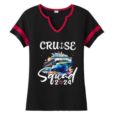 Cruise Squad 2024 Matching Family Cruise Trip Ladies Halftime Notch Neck Tee