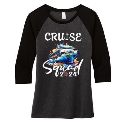 Cruise Squad 2024 Matching Family Cruise Trip Women's Tri-Blend 3/4-Sleeve Raglan Shirt