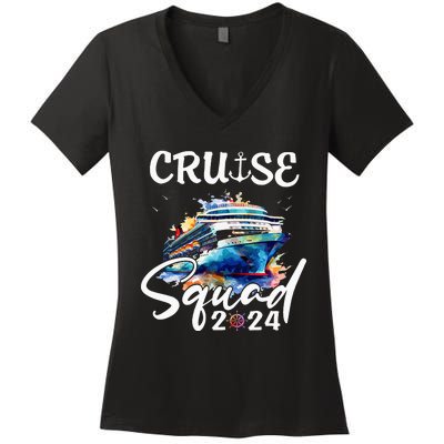 Cruise Squad 2024 Matching Family Cruise Trip Women's V-Neck T-Shirt