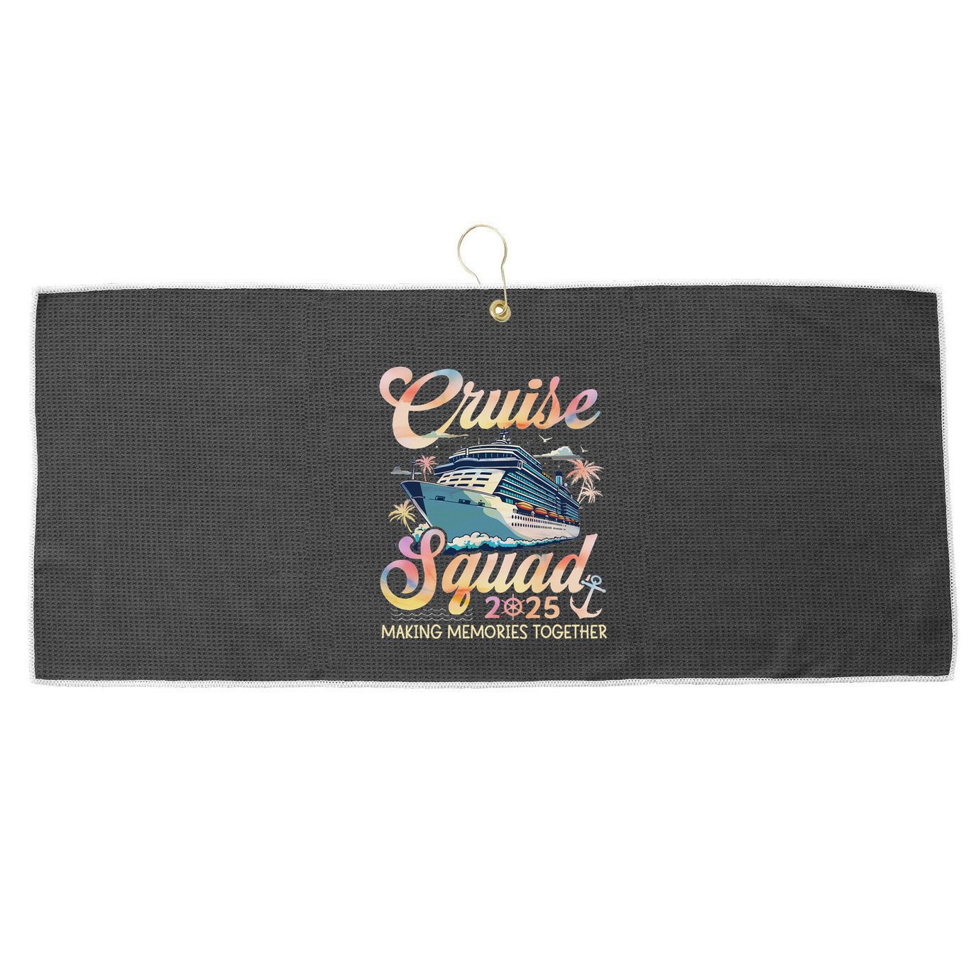 Cruise Squad 2025 Family Group Matching Summer Vacation Large Microfiber Waffle Golf Towel