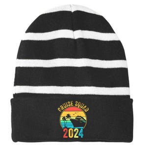 Cruise Squad 2024 Family Vacation Matching Family Group Striped Beanie with Solid Band