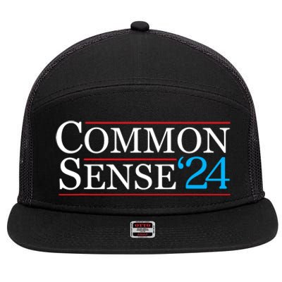 Common Sense 2024 Funny Political Election Sarcastic 7 Panel Mesh Trucker Snapback Hat