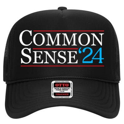 Common Sense 2024 Funny Political Election Sarcastic High Crown Mesh Back Trucker Hat