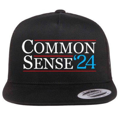 Common Sense 2024 Funny Political Election Sarcastic Flat Bill Trucker Hat