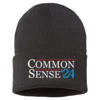 Common Sense 2024 Funny Political Election Sarcastic Sustainable Knit Beanie