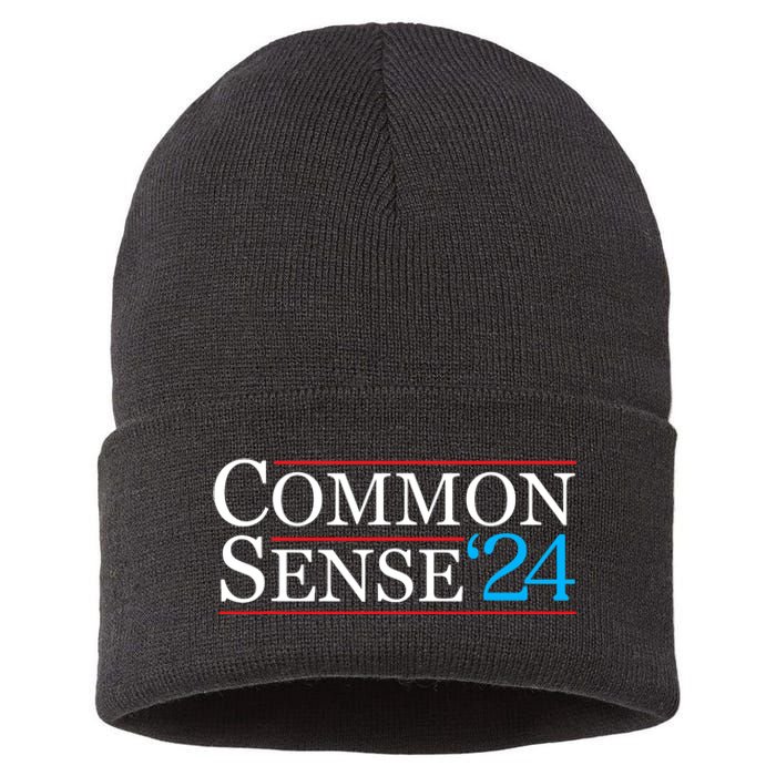 Common Sense 2024 Funny Political Election Sarcastic Sustainable Knit Beanie