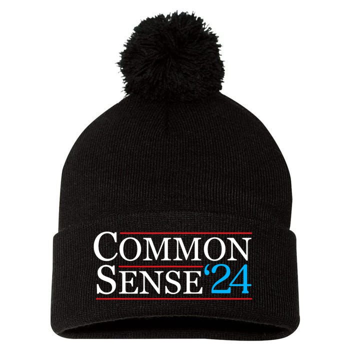 Common Sense 2024 Funny Political Election Sarcastic Pom Pom 12in Knit Beanie