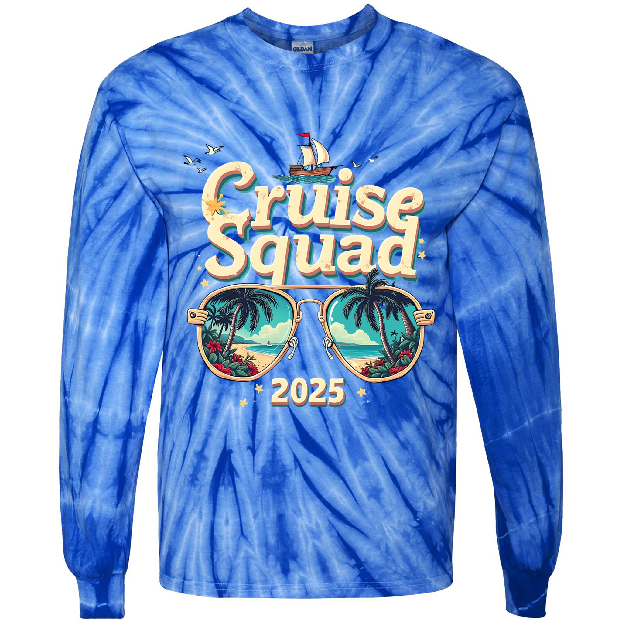 Cruise Squad 2025 Family Vacation Trip Summer Memories Cute Gift Tie-Dye Long Sleeve Shirt