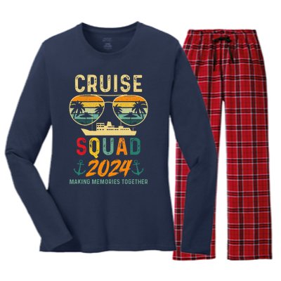 Cruise Squad 2024 Family Vacation Matching Group Summer Women's Long Sleeve Flannel Pajama Set 