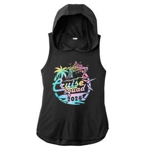 Cruise Squad 2024 Tropical Vacation Ladies PosiCharge Tri-Blend Wicking Draft Hoodie Tank