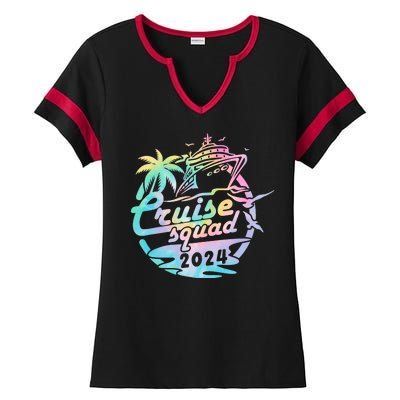 Cruise Squad 2024 Tropical Vacation Ladies Halftime Notch Neck Tee