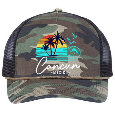 Cancun Souvenir 2024 Mexico Vacation Matching Family Group Retro Rope Trucker Hat Cap