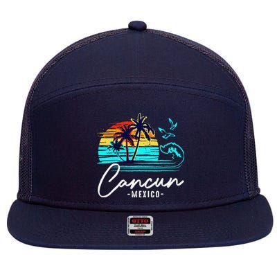 Cancun Souvenir 2024 Mexico Vacation Matching Family Group 7 Panel Mesh Trucker Snapback Hat