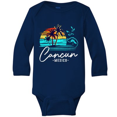 Cancun Souvenir 2024 Mexico Vacation Matching Family Group Baby Long Sleeve Bodysuit