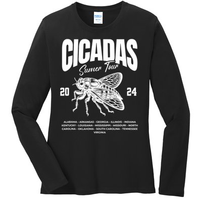 Cicada Summer 2024 Double Emergence Bug Humor Ladies Long Sleeve Shirt