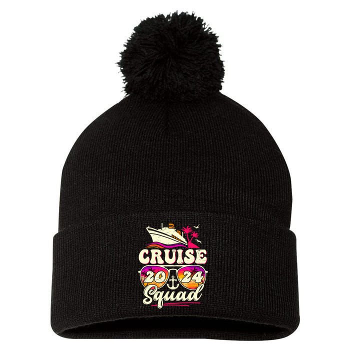 Cruise Squad 2024 Family Vacation Matching Family Group Pom Pom 12in Knit Beanie