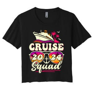 Cruise Squad 2024 Family Vacation Matching Family Group Women's Crop Top Tee