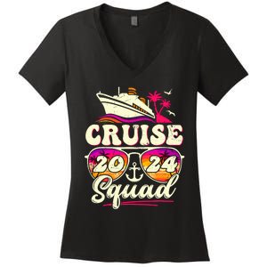 Cruise Squad 2024 Family Vacation Matching Family Group Women's V-Neck T-Shirt