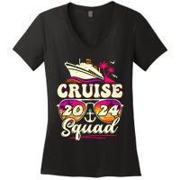 Cruise Squad 2024 Family Vacation Matching Family Group Women's V-Neck T-Shirt