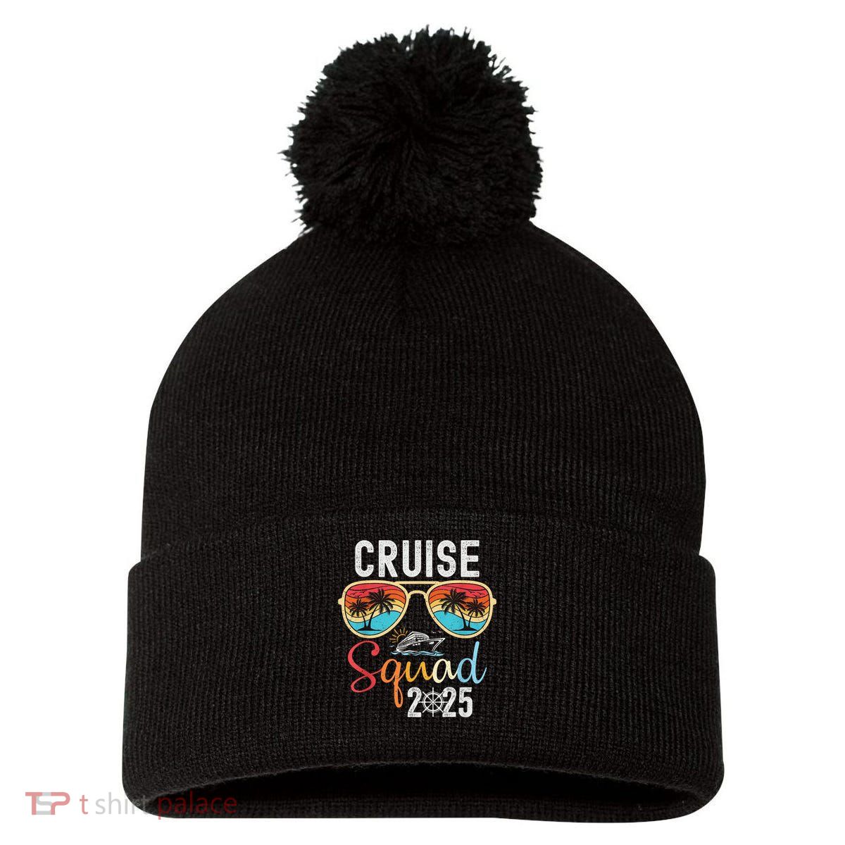 Cruise Squad 2025 Family Group Matching Summer Vacation Pom Pom 12in Knit Beanie