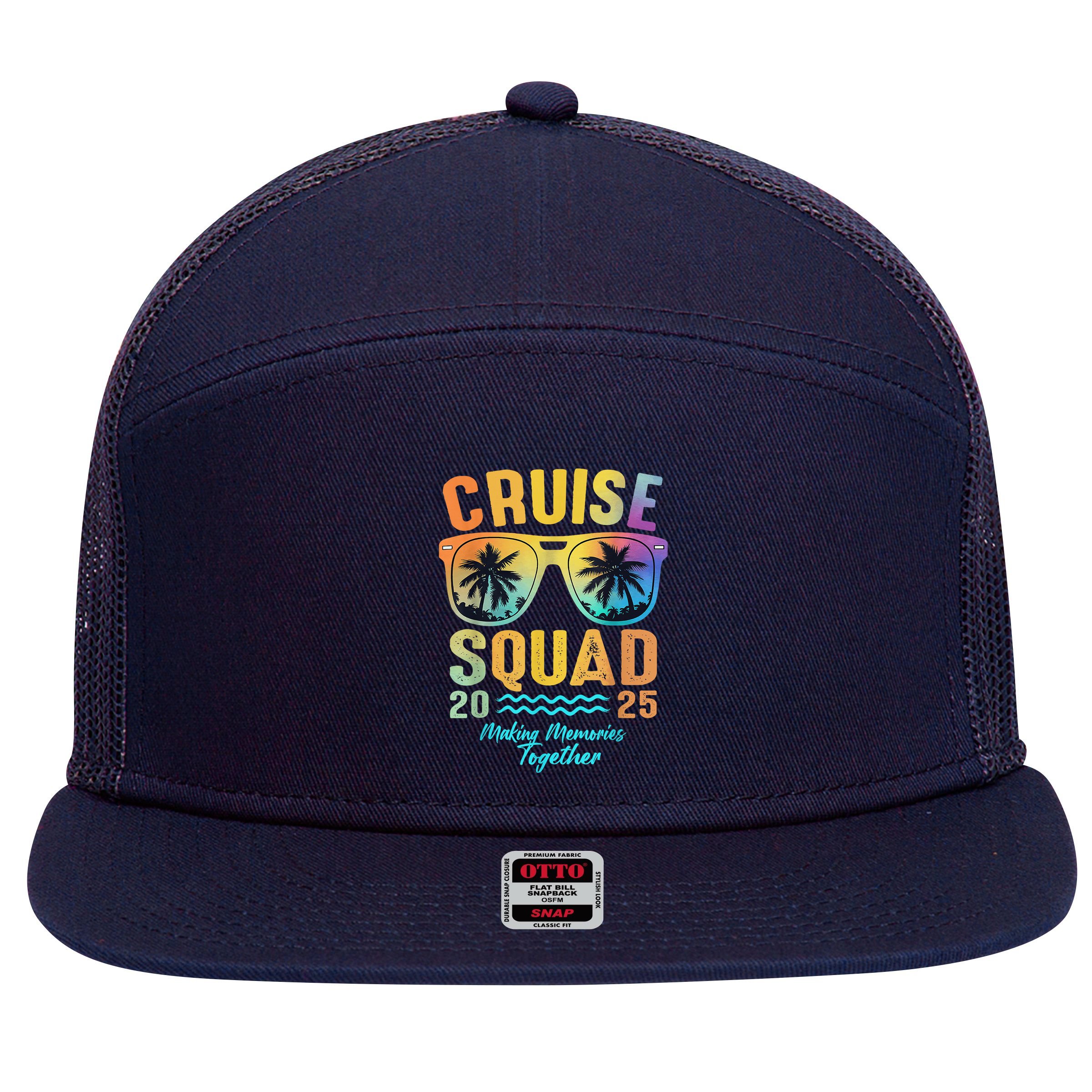 Cruise Squad 2025 Family Cruise Vacation Trip Group Matching 7 Panel Mesh Trucker Snapback Hat