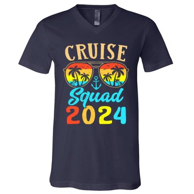 Cruise Squad 2024 Family Friends Vacation Cruising Ship Trip V-Neck T-Shirt