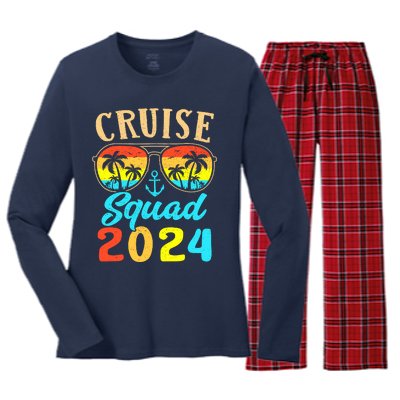 Cruise Squad 2024 Family Friends Vacation Cruising Ship Trip Women's Long Sleeve Flannel Pajama Set 