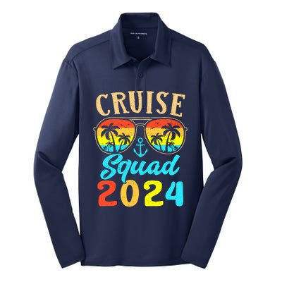 Cruise Squad 2024 Family Friends Vacation Cruising Ship Trip Silk Touch Performance Long Sleeve Polo