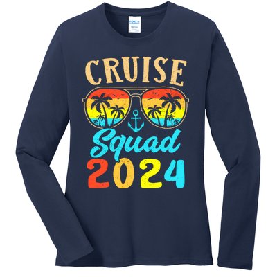 Cruise Squad 2024 Family Friends Vacation Cruising Ship Trip Ladies Long Sleeve Shirt