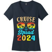 Cruise Squad 2024 Family Friends Vacation Cruising Ship Trip Women's V-Neck T-Shirt