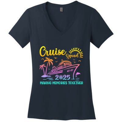 Cruise Squad 2025 Family Friends Vacation Matching Group Women's V-Neck T-Shirt