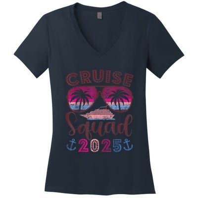 Cruise Squad 2025 Family Friends Vacation Matching Group Women's V-Neck T-Shirt
