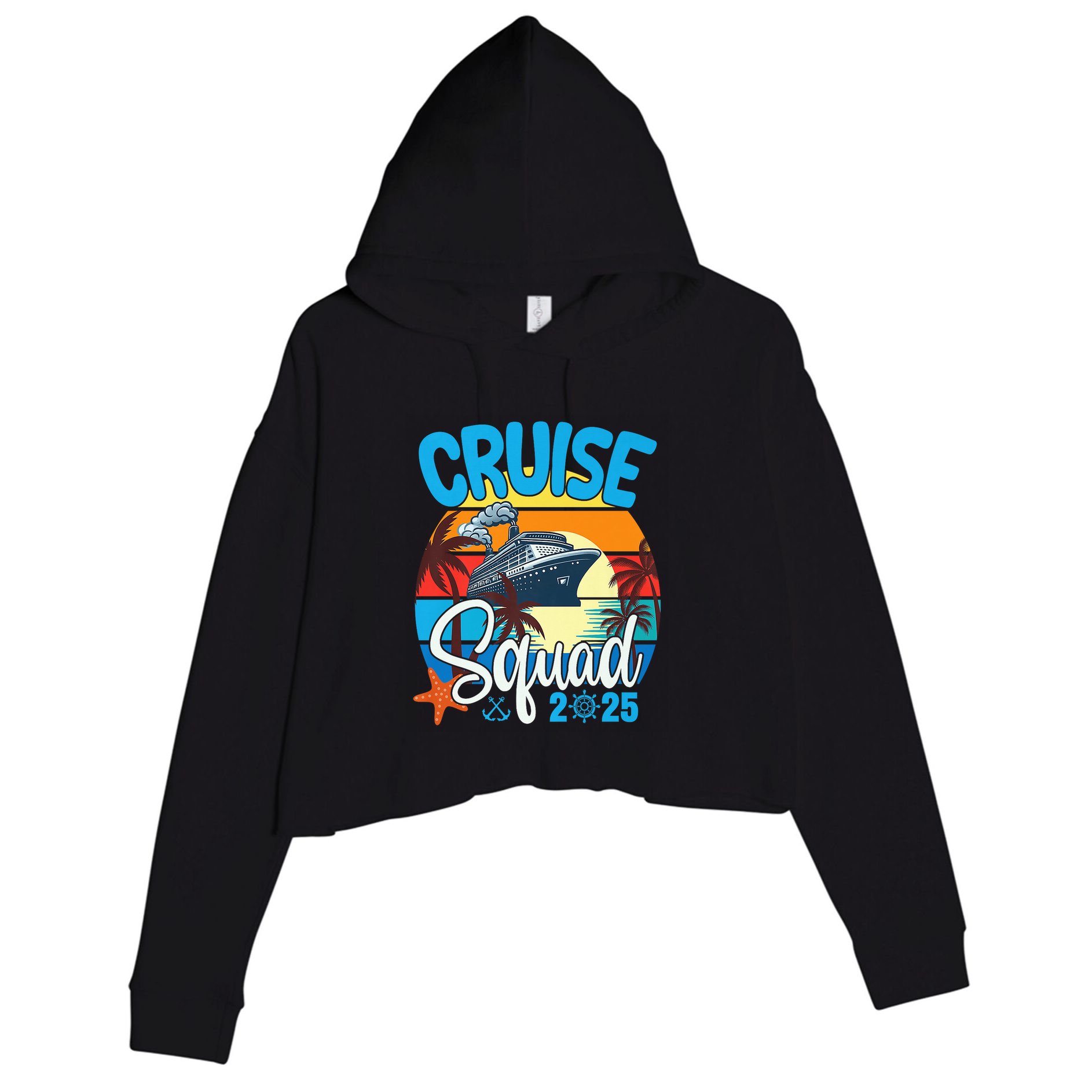 Cruise Squad 2025 Family Vacation Cruise Trip Group Summer Crop Fleece Hoodie