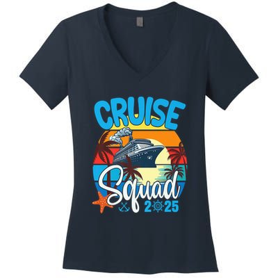 Cruise Squad 2025 Family Vacation Cruise Trip Group Summer Women's V-Neck T-Shirt
