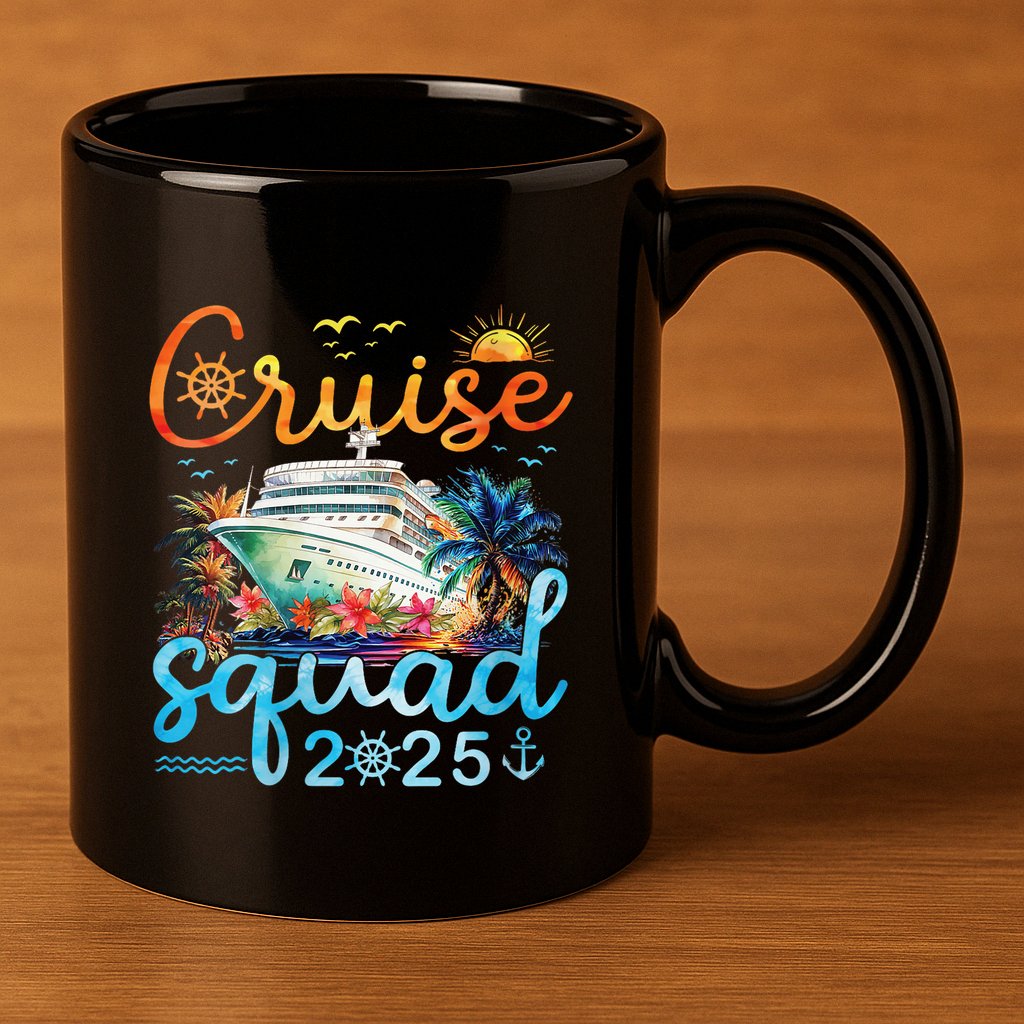 Cruise Squad 2025 Family Vacation Trip Group Matching Cruise 11oz C Handle Ceramic Mug