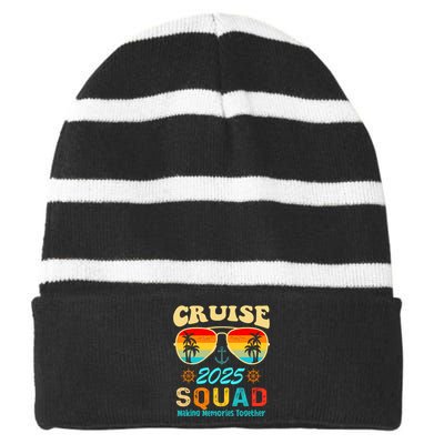 Cruise Squad 2025 Family Friends Vacation Cruising Ship Trip Striped Beanie with Solid Band