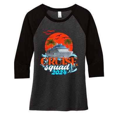 Cruise Squad 2024 Matching Family Group With Anchor Women's Tri-Blend 3/4-Sleeve Raglan Shirt