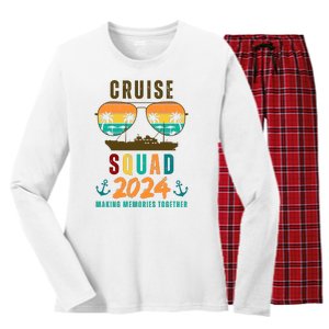 Cruise Squad 2024 Making Memories Together Family Vacation Women's Long Sleeve Flannel Pajama Set 