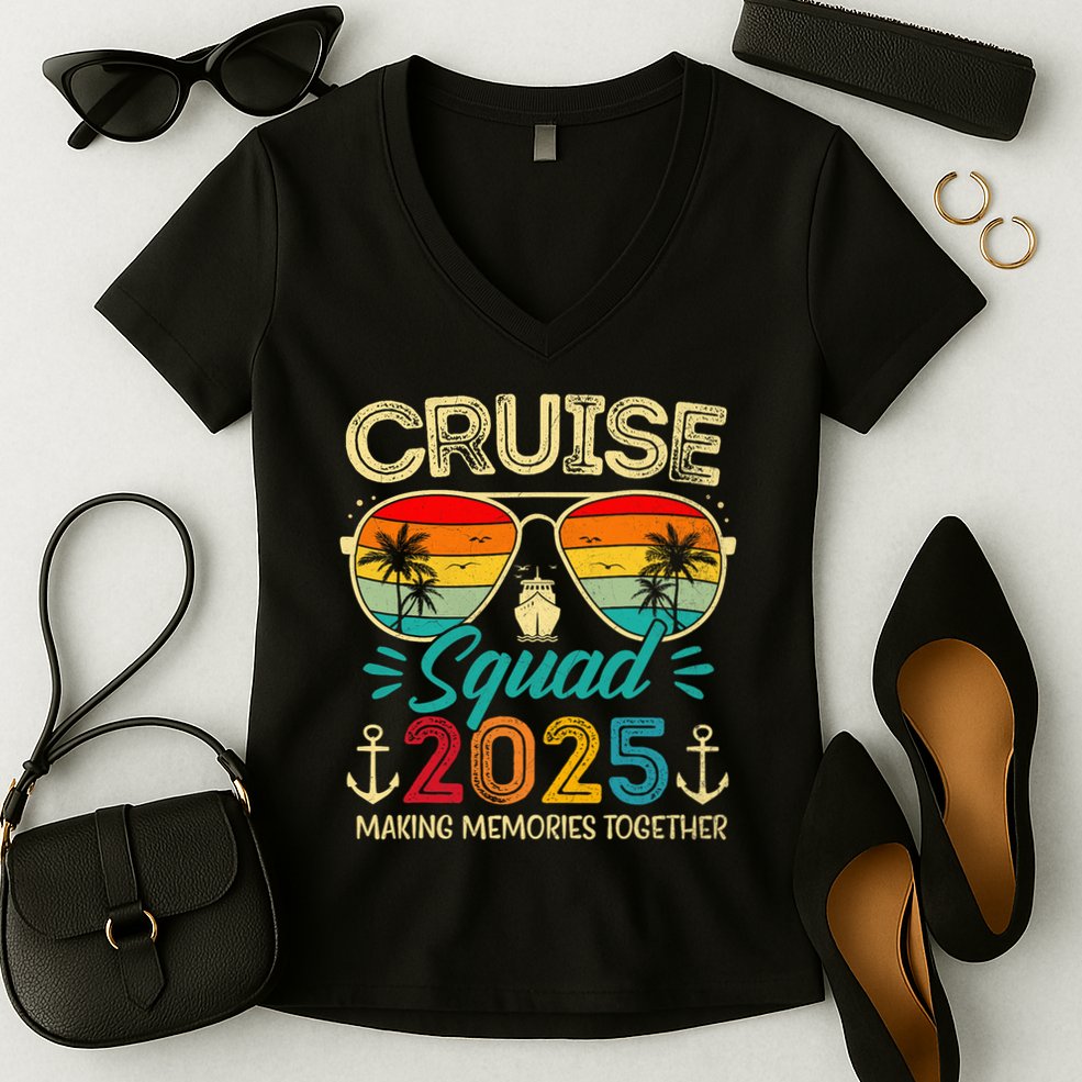 Cruise Squad 2025 Family Group Matching Summer Vacation Women's V-Neck T-Shirt