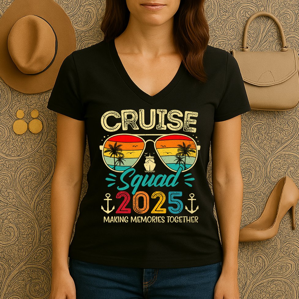 Cruise Squad 2025 Family Group Matching Summer Vacation Women's V-Neck T-Shirt
