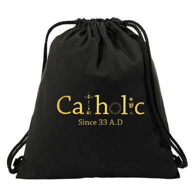 Catholic Since 33 AD Crucifix Jesus Eucharist Christianity Gift Drawstring Bag